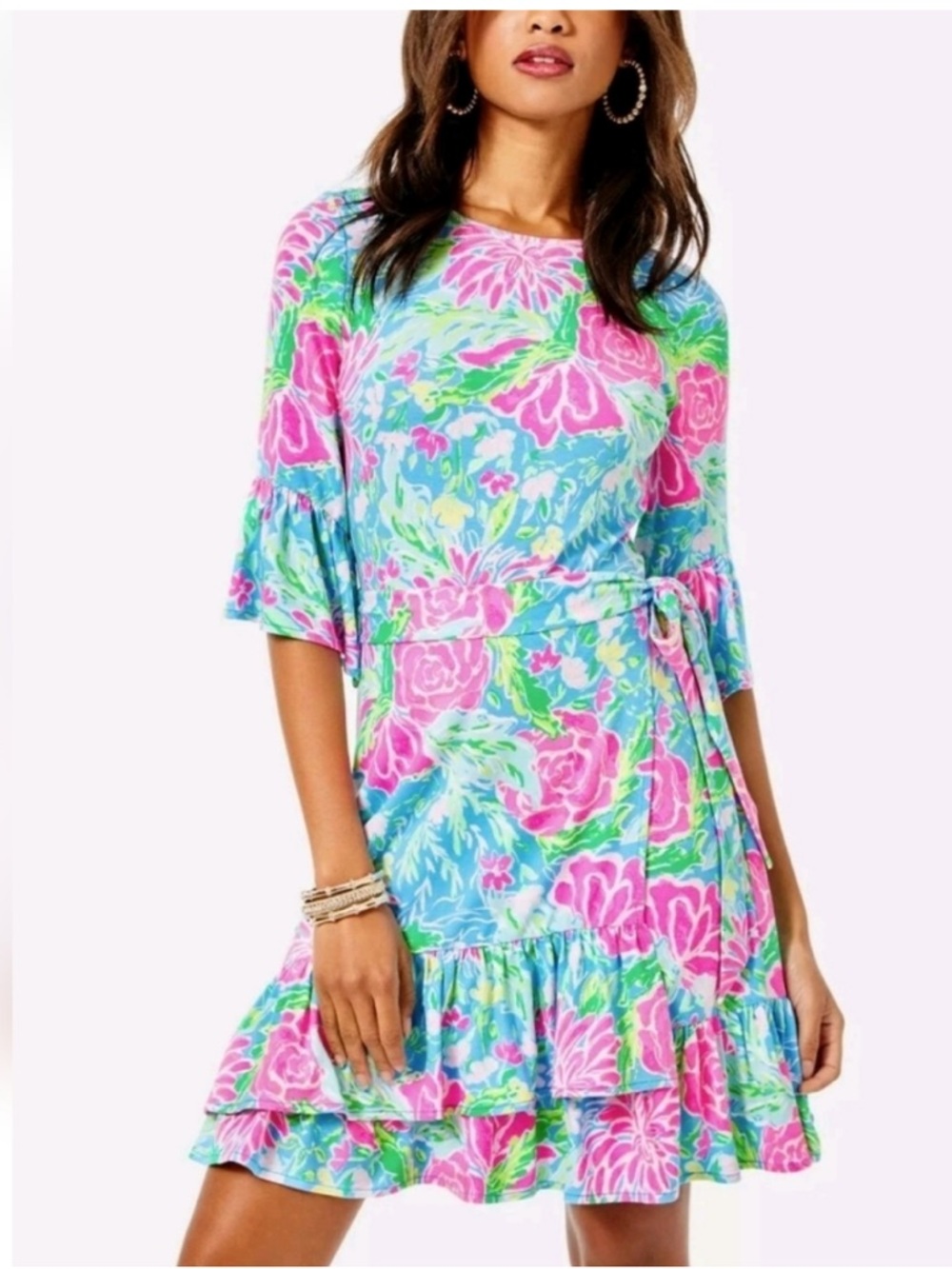 NWT Lilly Pulitzer Kassi Faux Wrap Dress SZ XS Zanzibar Blue Bunny Business